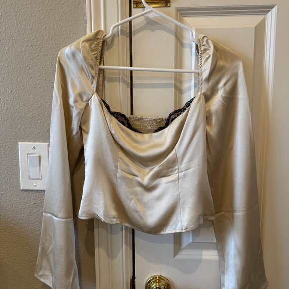 NWOT Reformation Rita Silk Top Cream - Picture 3 of 7